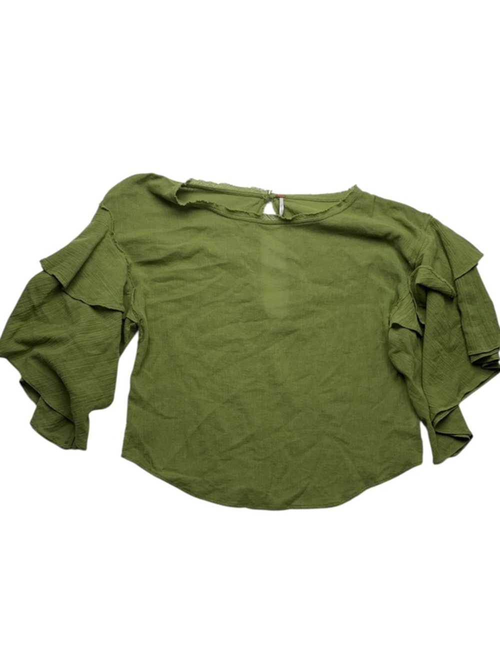 free people size small new crinkle bell Ruffled Sleeve Olive Green Women's overs